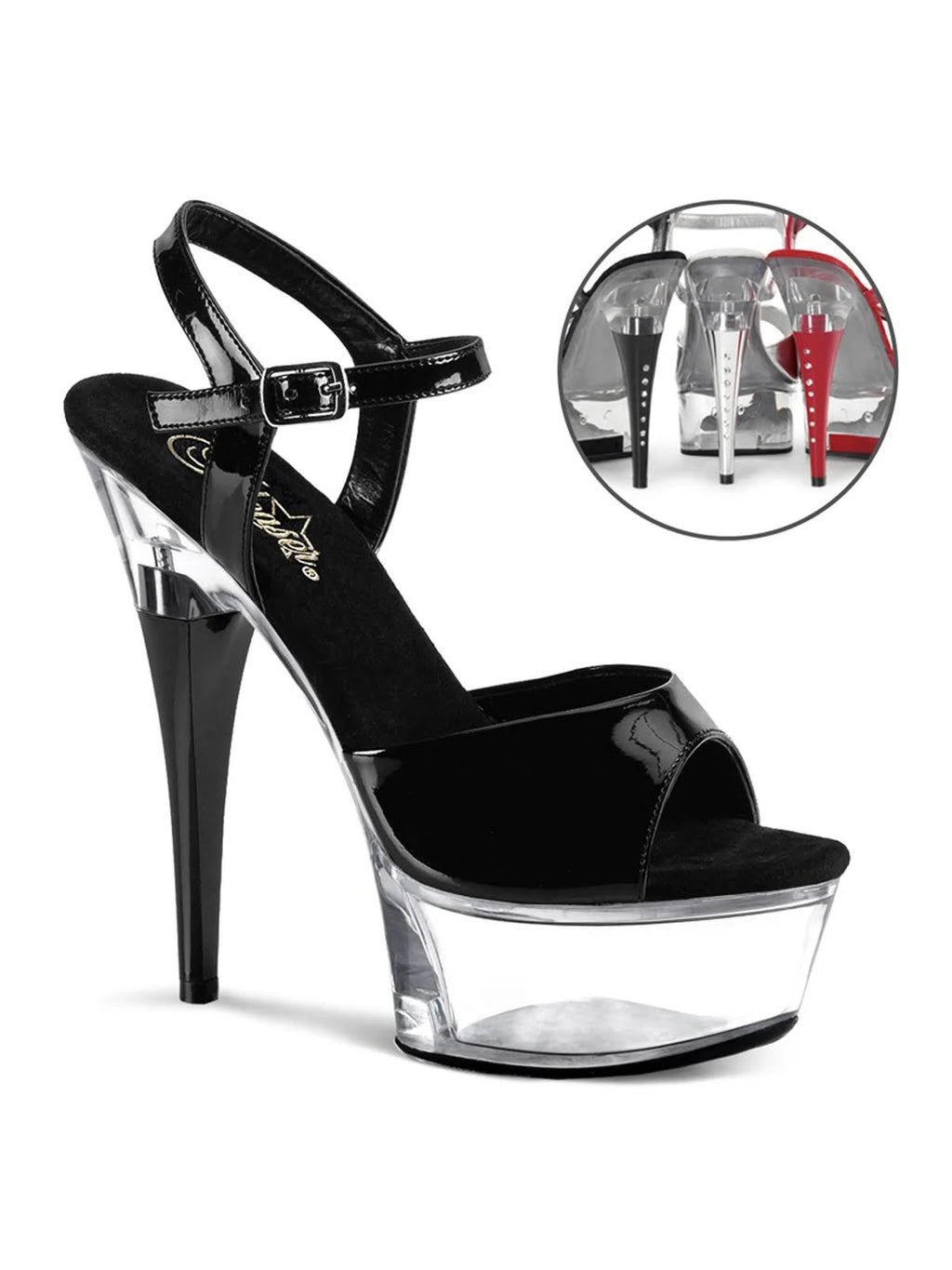 Black Patent Clear Platform Heels I679