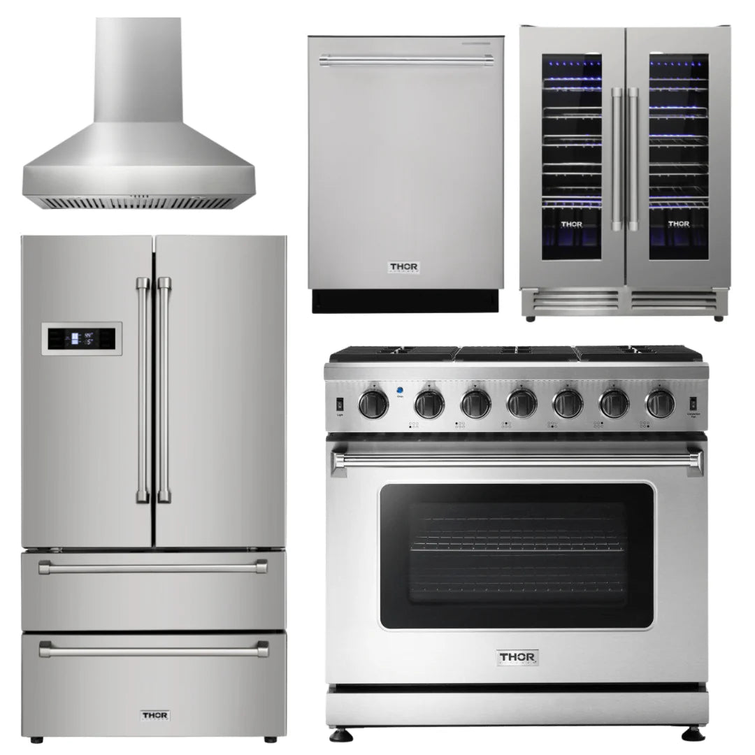 36 In Gas Range, Range Hood, Refrigerator, Dishwasher, Wine Cooler P117535