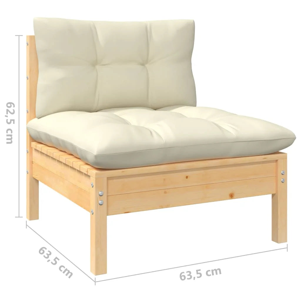 Cream Cushions Solid Pinewood Patio Sofa C728