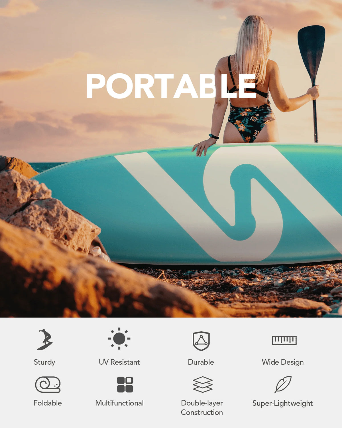Inflatable Paddle Board 10' 6 in. Thick Green P533576