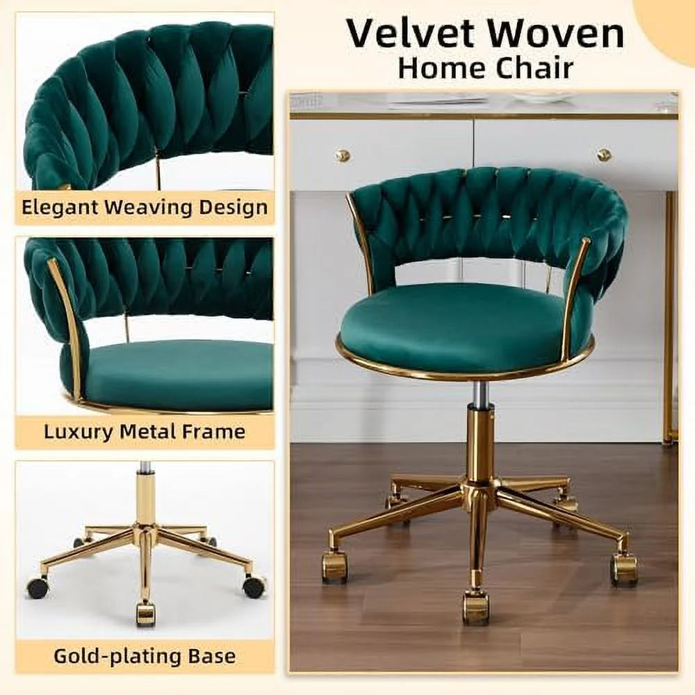 Dark Blue Velvet Desk Chair with Wheels L262007