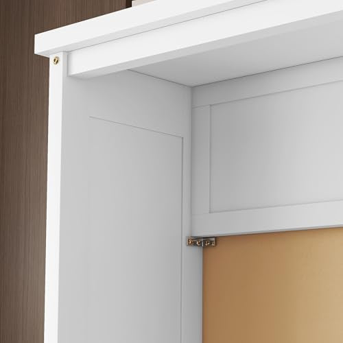 Queen Size White Wood Murphy Bed with Desk G587