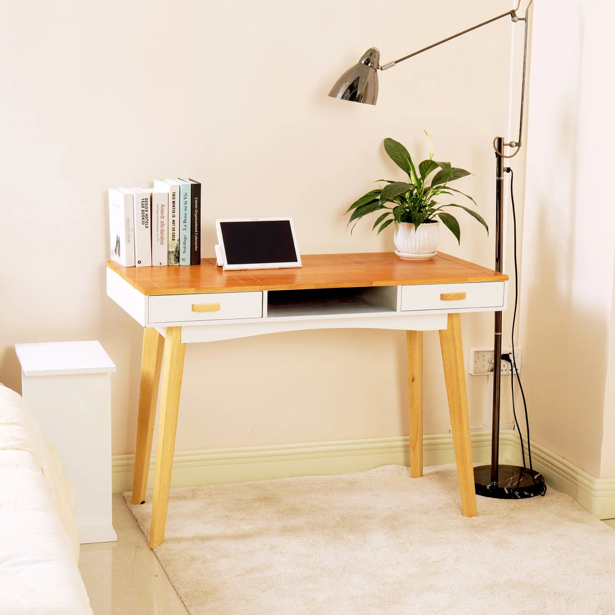 Double Drawer Computer Desk Solid Wood K665