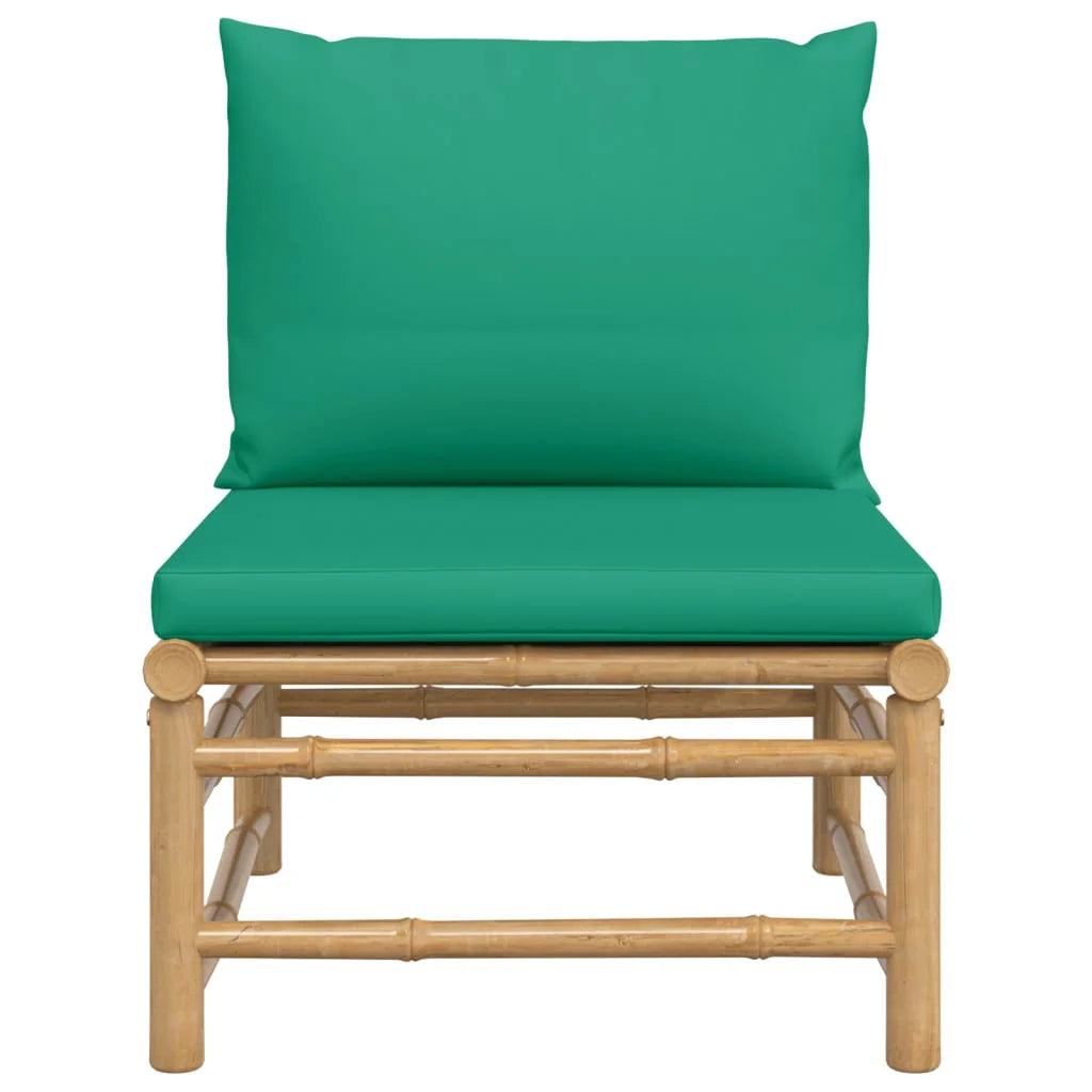 Bamboo Patio Sofa with Green Cushions K752092