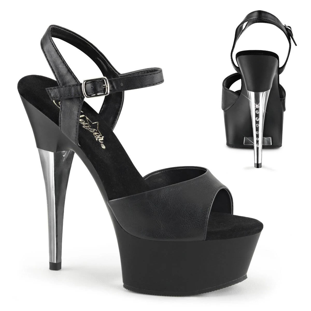 Black Patent Clear Platform Heels I679