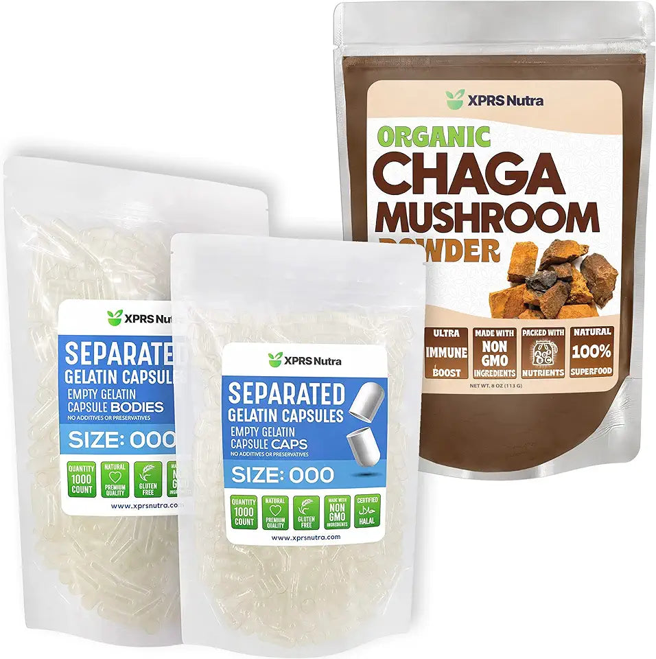 Size 000 Capsules with Chaga Powder L81542
