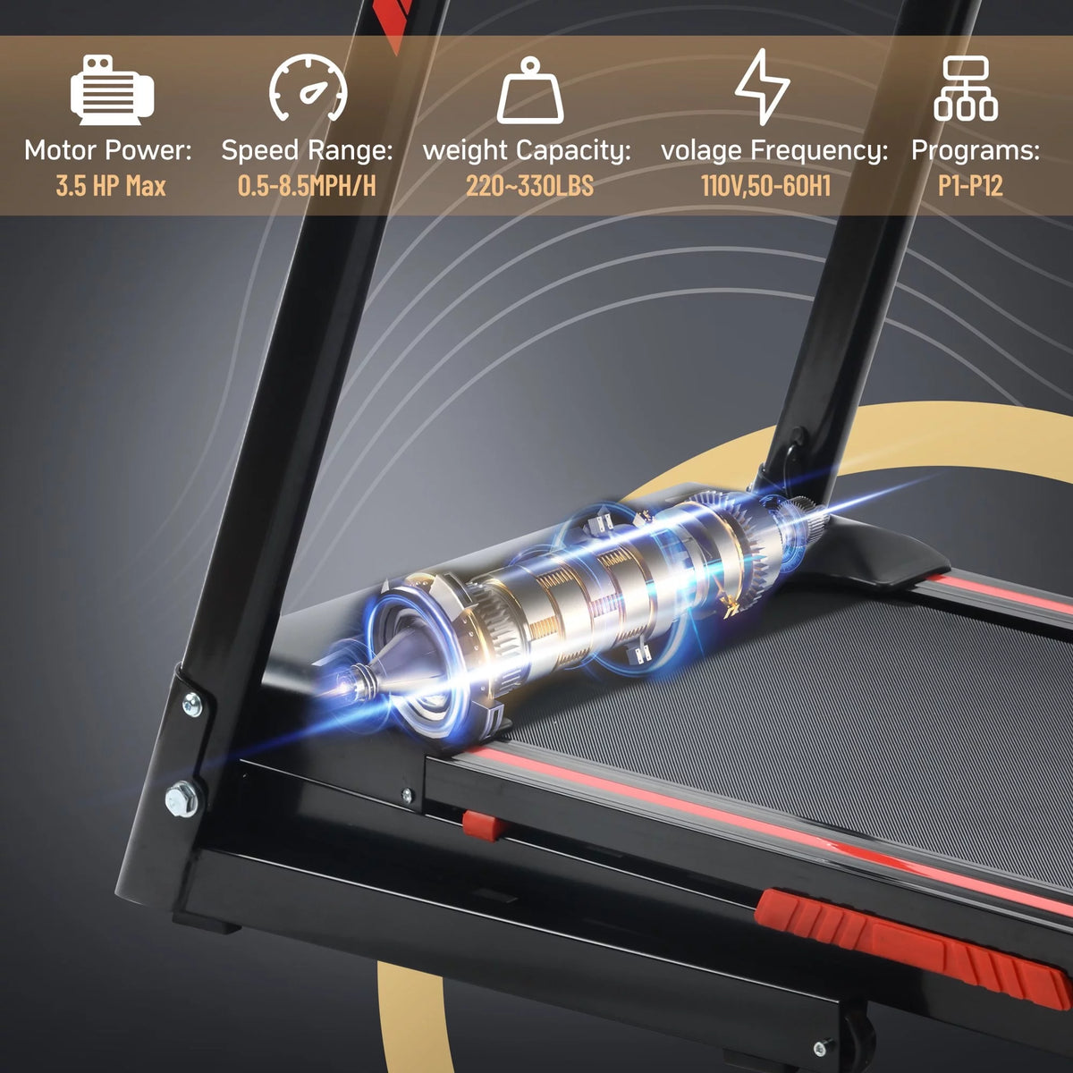 3.5 HP Folding Treadmill with Incline V1787