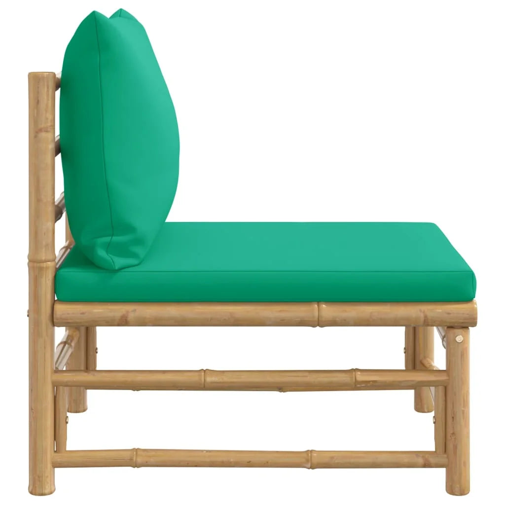 Bamboo Patio Sofa with Green Cushions K752092