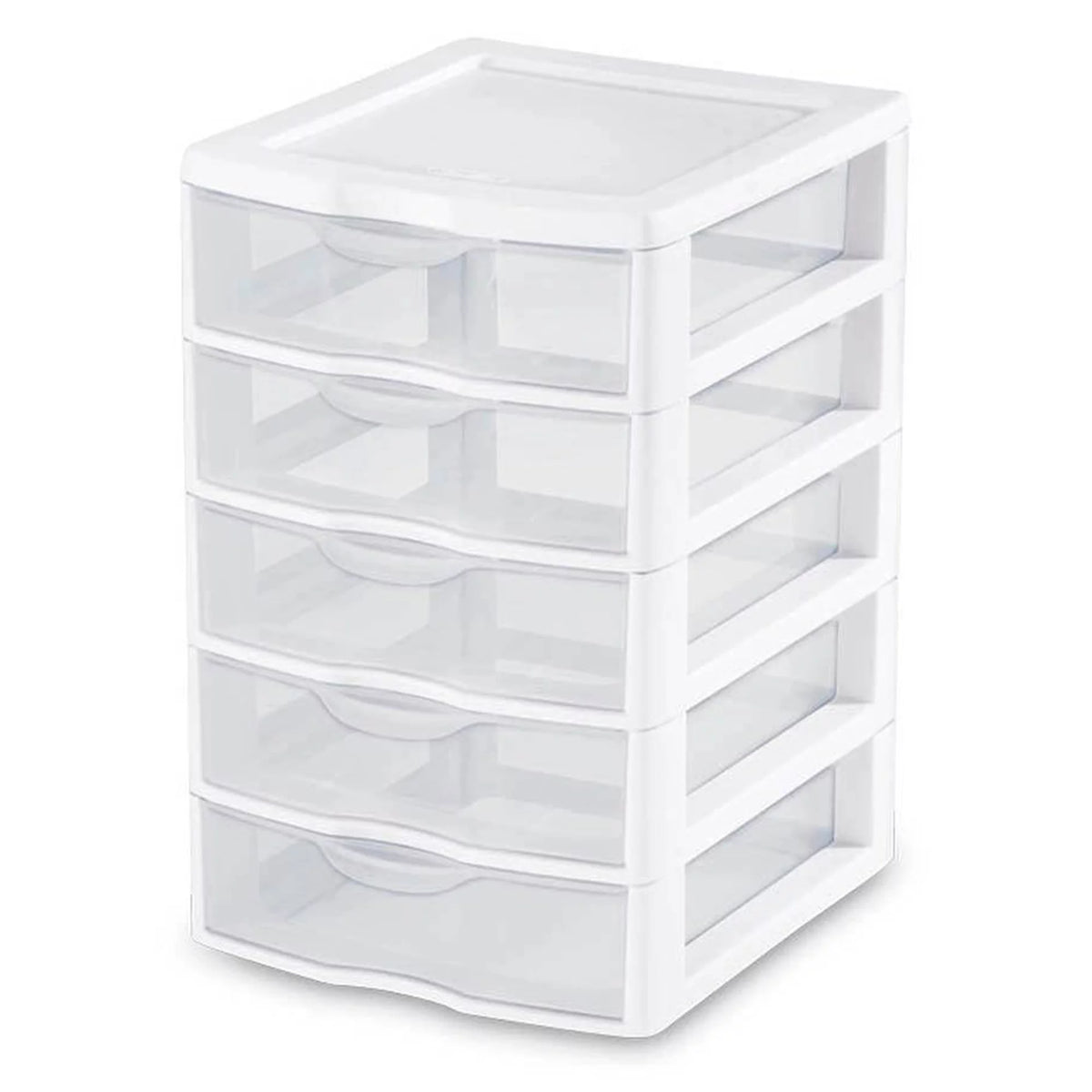 Small Plastic 5 Drawer Desktop Storage System, White, 4 Pack I42020